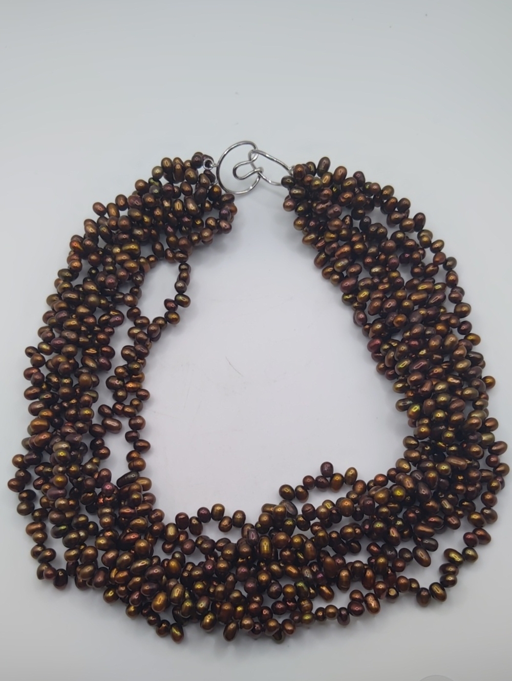 Ross Simons Bronzey Fall Colored Pearl Necklace 925